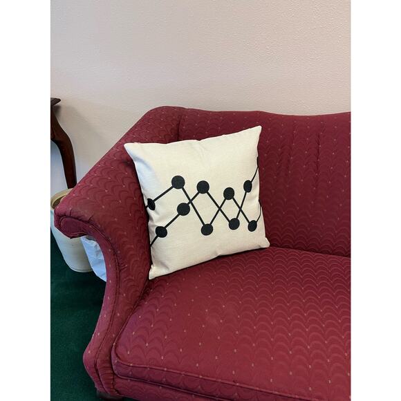 70s Art Deco vibe on geometric linen accent throw pillow cover NEW 18" x 18" - Picture 3 of 10